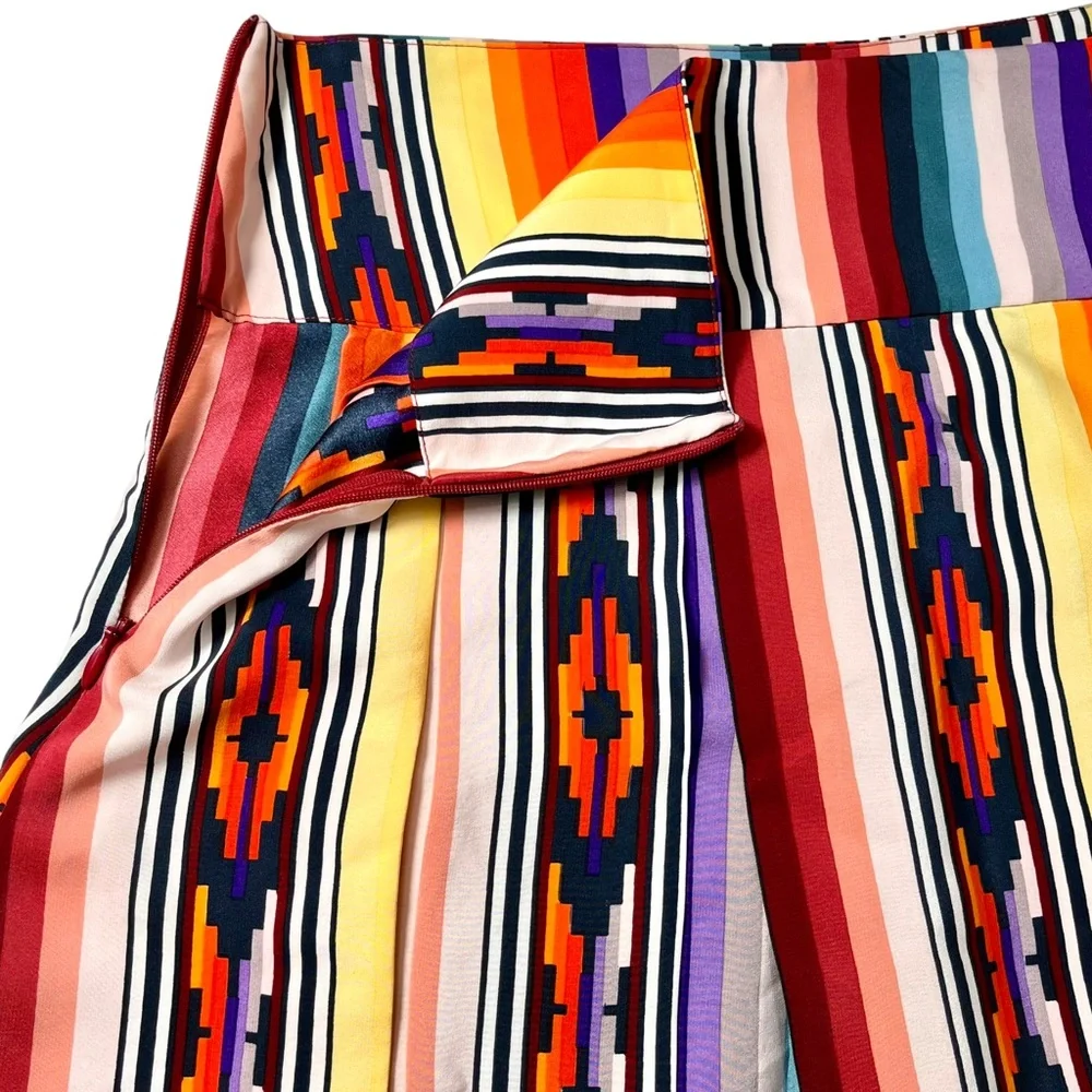Parker Medium 100%‎ Silk Skirt Multicolor Striped Southwest Boho Festival Mini